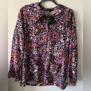 NWT MAJE Collared Floral Viscose and Silk Button-up Blouse